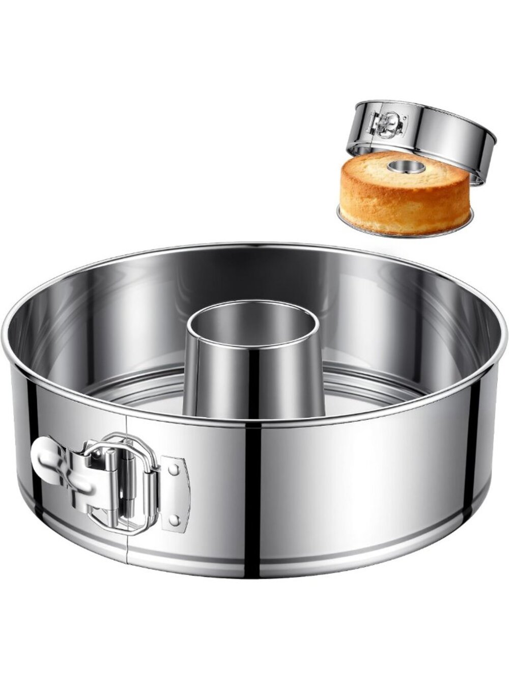 10-Inch Removable Bottom Angel Food Cake Pan - Durable 304 Stainless Steel